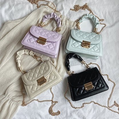 Women Fashion Solid Color Rhomboid Flap Square Chain Crossbody Bag