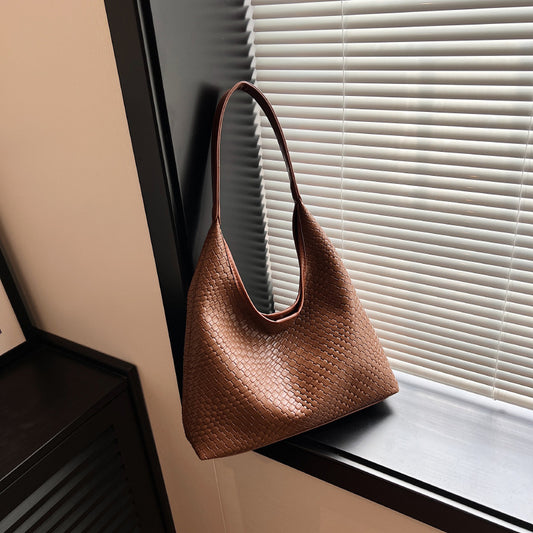 Sac à bandoulière en cuir de couleur unie pour femme, élégant et tendance 