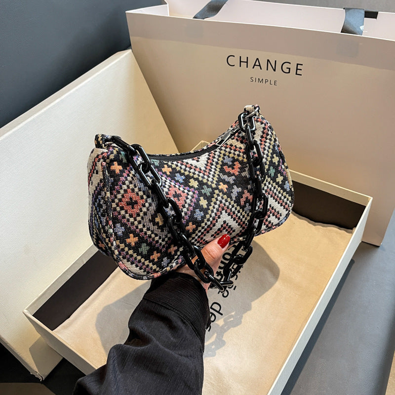 Spring Ethnic Style Canvas Large Capacity Bag Women 2023 Fashion Fashion One Shoulder Casual Simple Small Square Bag