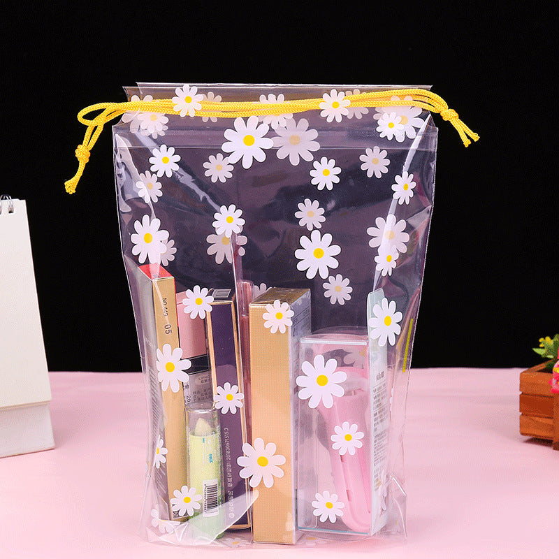 Little Daisy Transparent Drawstring Frosted Plastic Packaging Bag