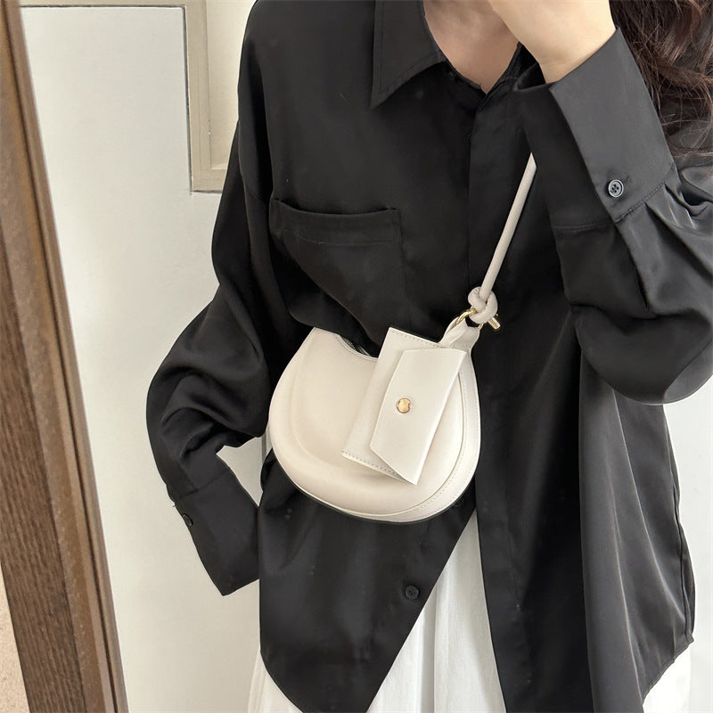 Women Fashion Solid Color Semi-Round Coin Purse Pendant Shoulder Bag