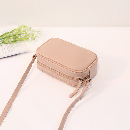 Women Fashionable Simple Solid Color Square Zipper PU Crossbody Bag