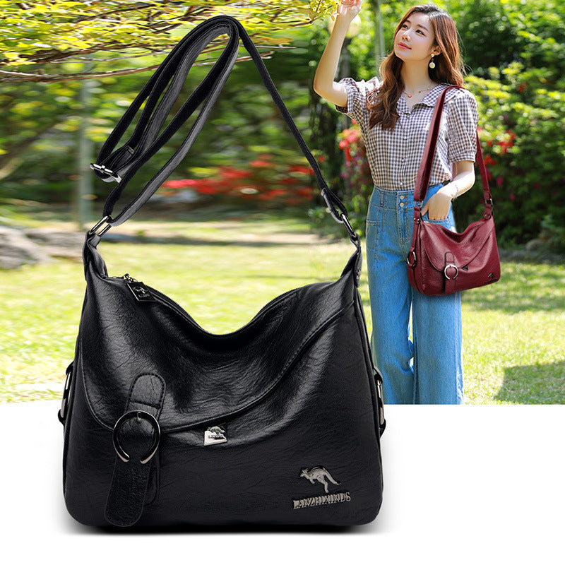 Sac à bandoulière en cuir PU souple vintage simple pour femme 