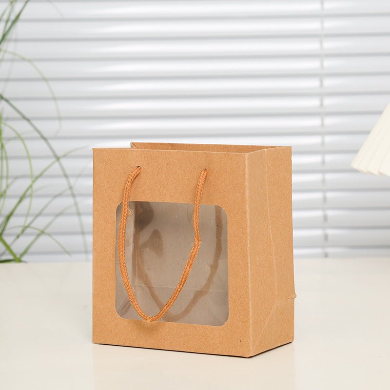 Sac d'emballage cadeau en papier kraft transparent, simple et créatif 