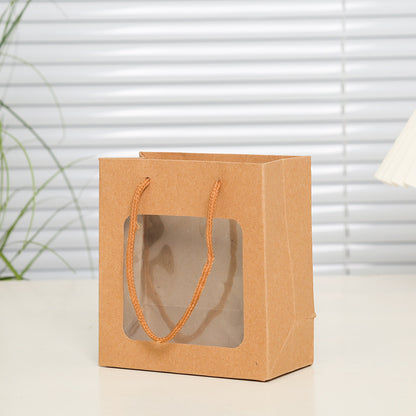 Sac d'emballage cadeau en papier kraft transparent, simple et créatif 