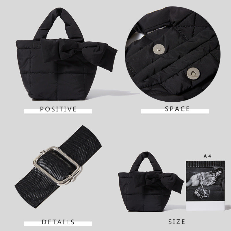 Women Fashion Autumn Winter Down Soft Vintage Magnetic Buckle Handbag