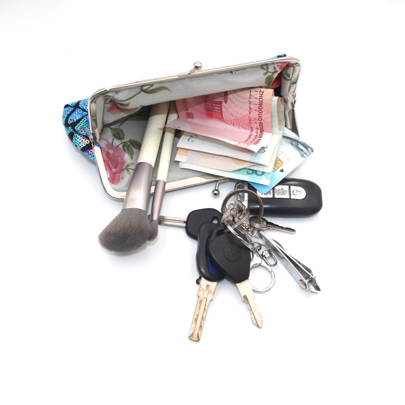 Women Fashion Creative Sequin Geometric Pattern Long Coin Purse