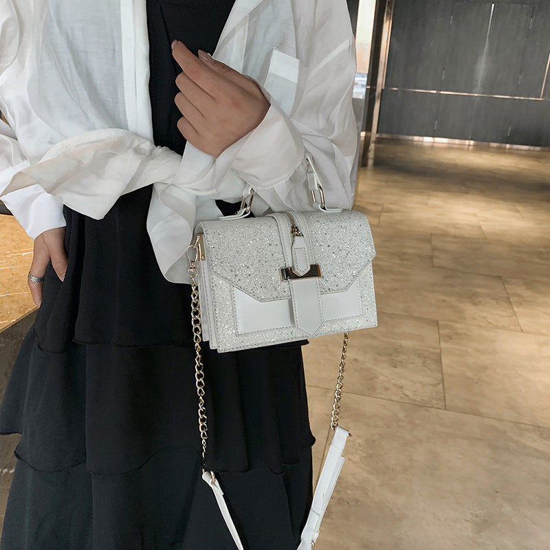 Women Chic Sequin Design Crossbody Handle Square Bag
