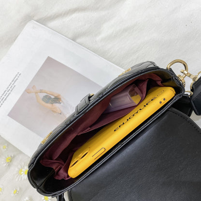 Sac à bandoulière tendance en fil brodé de couleur unie 