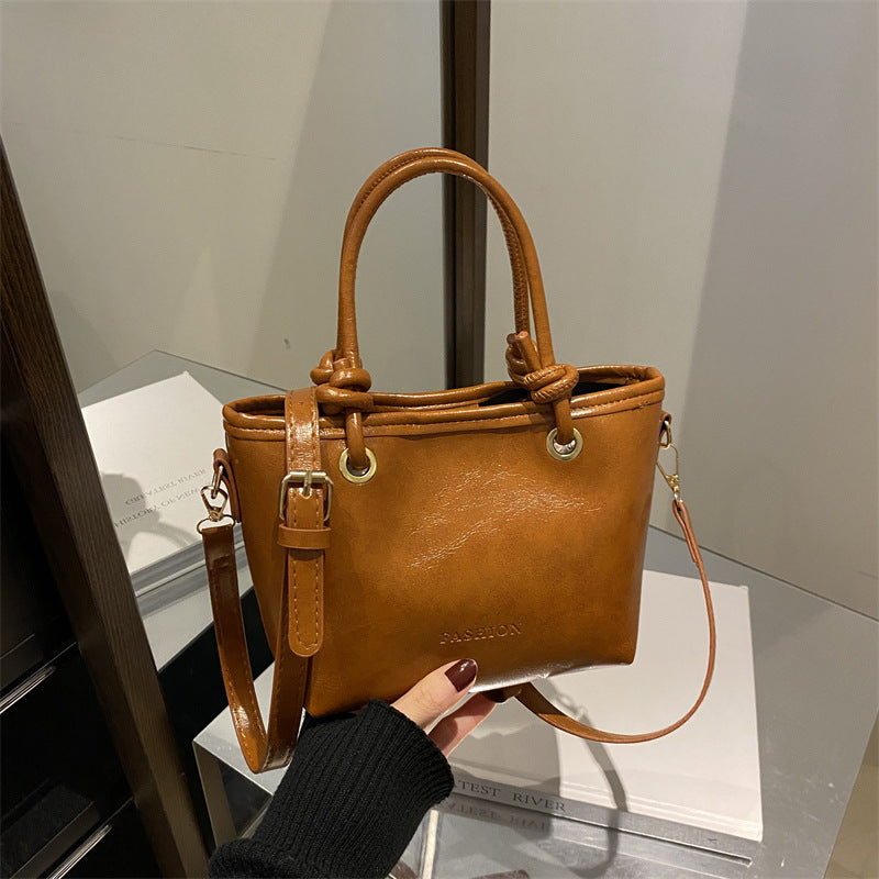 Sac à main rétro couleur unie pour femme, mode automne et hiver 