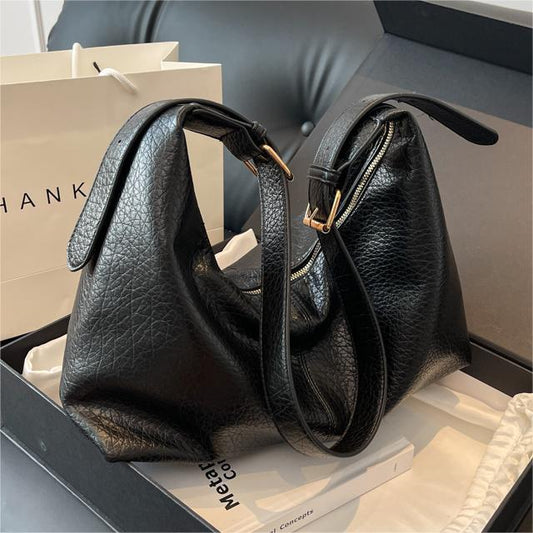 Sac à bandoulière tendance de grande capacité pour femme, couleur unie 