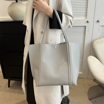 Women Fashionable Solid Color Large Capacity PU Tote Bag