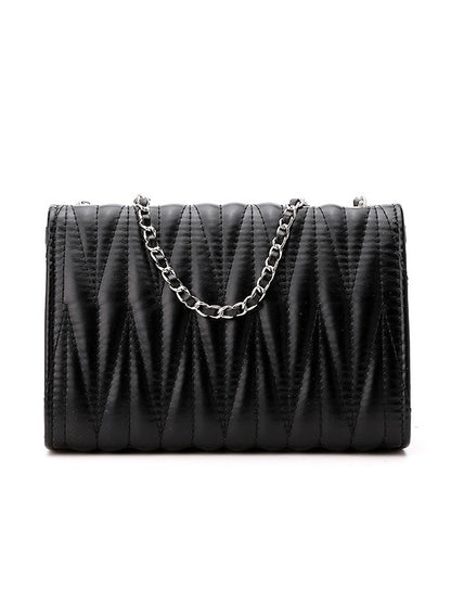Women Fashion Casual Solid Color Chain Small Square Shoulder Bag