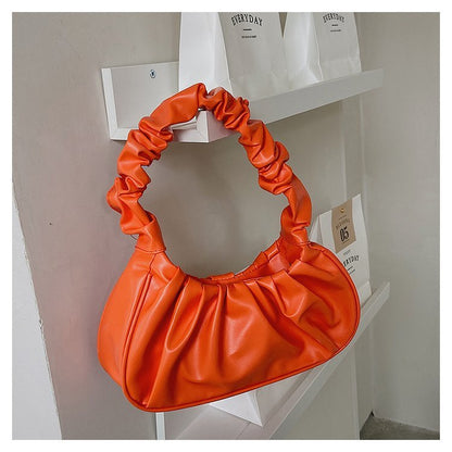 Sac à bandoulière plissé de couleur unie pour femme 