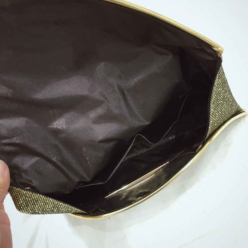 Women Chic Sequin Clamshell Design Solid Color Clutch Bag