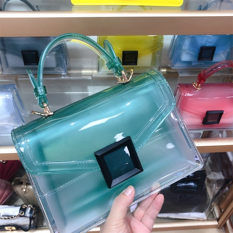 Jelly Bag Transparent PVC Women Gradient Color Small Square Bag