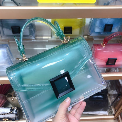 Jelly Bag Transparent PVC Women Gradient Color Small Square Bag