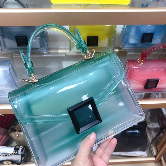 Jelly Bag Transparent PVC Women Gradient Color Small Square Bag