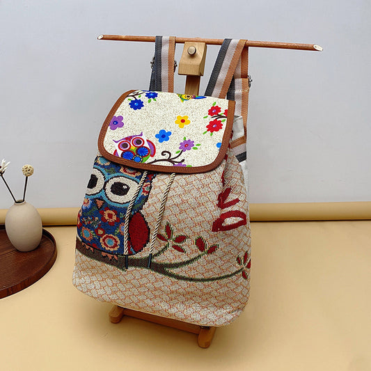 Vintage Embroidered Knitted Backpack