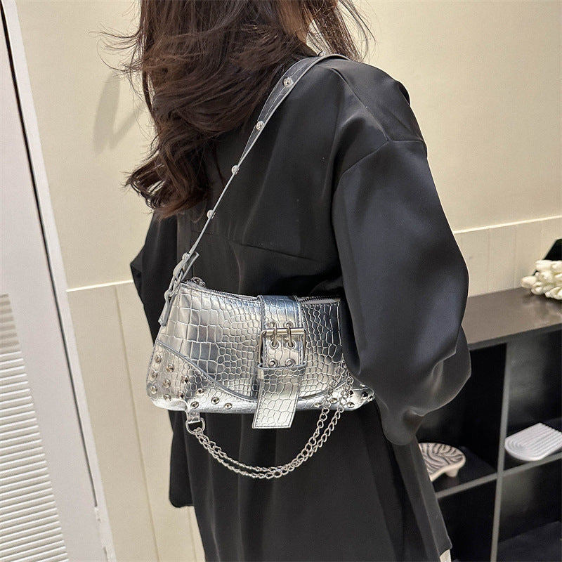 Sac à bandoulière à chaîne et rivets Street Fashion