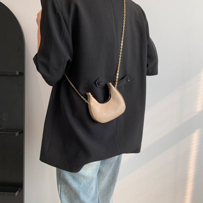 Mini sac bandoulière décontracté à chaîne et fermeture éclair en forme de boulette pour femme, couleur unie 