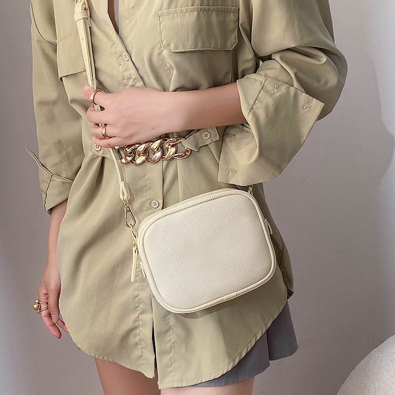 Women Fashion Casual Solid Color Pu Square Crossbody Bag