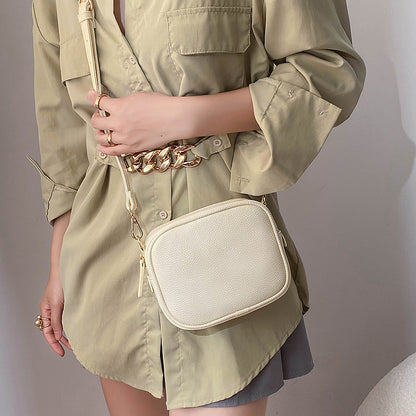 Women Fashion Casual Solid Color Pu Square Crossbody Bag