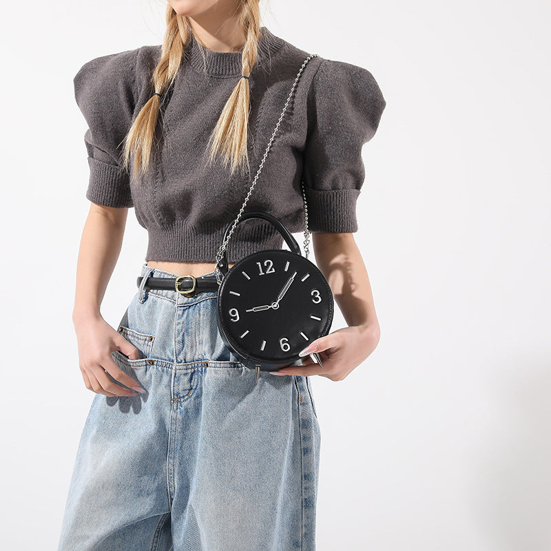 Creative Fashion Round Clock Shoulder Bag