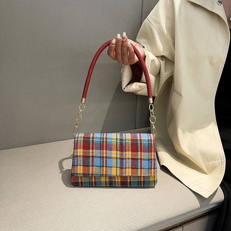 Sac à bandoulière carré à carreaux vintage 
