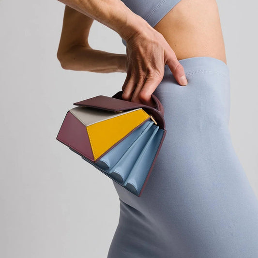 Women Fashion Casual PU Geometry Color Blocking Clutch Shoulder Crossbody Bag