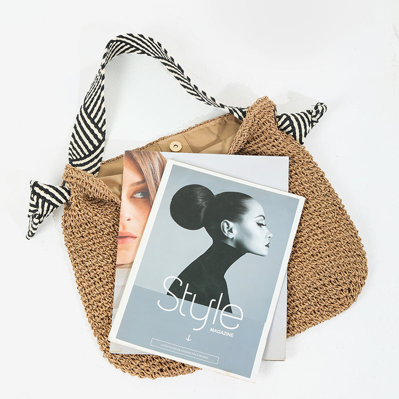 Sac à bandoulière bohème décontracté tissé de grande capacité 