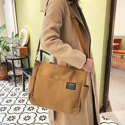 Sac à bandoulière en toile rétro décontracté pour femme, sac multicouche de grande capacité 