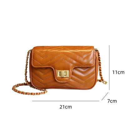 Women Fashion Temperament Leather Rhombus Chain Small Square Bag