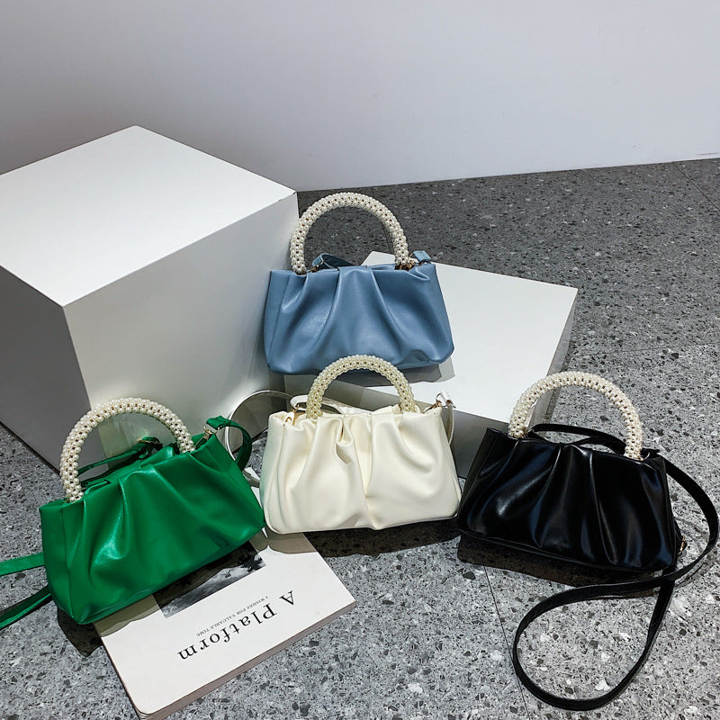 Sac à main plissé de couleur unie pour femme