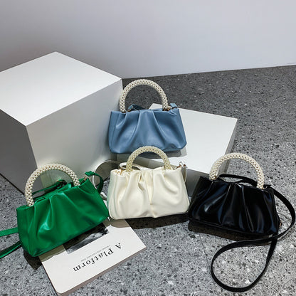 Sac à main plissé de couleur unie pour femme