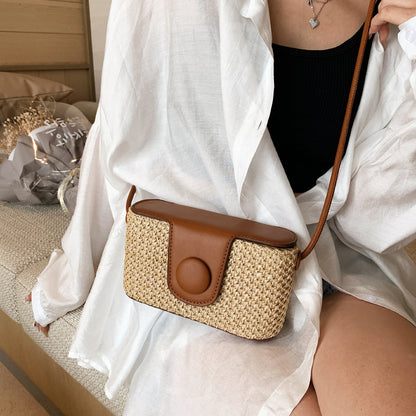 Sac simple en paille pour femme, style vacances à la plage 