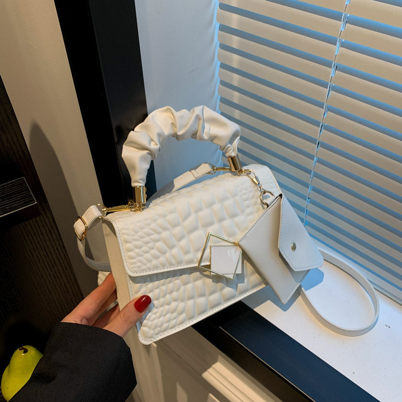 Fashion Solid Color Crocodile Embossed Shoulder Bag