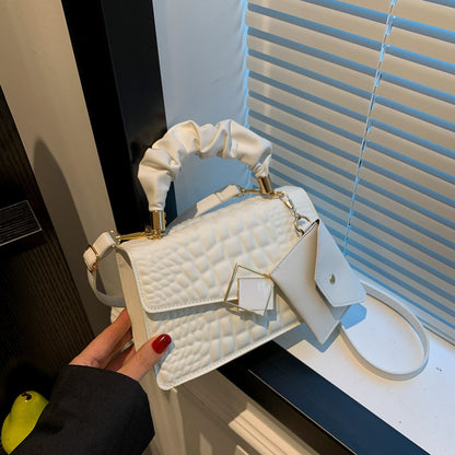 Fashion Solid Color Crocodile Embossed Shoulder Bag