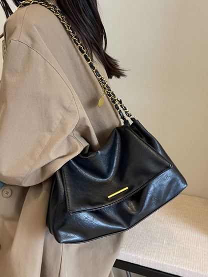 Sac à bandoulière rétro à chaîne pour femme, grande capacité, automne et hiver 