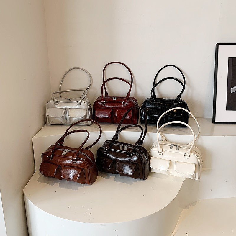 Sac à bandoulière décontracté rétro pour femme avec poches de grande capacité 