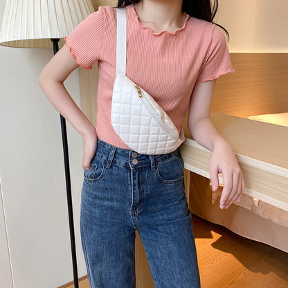 Sac banane brodé en losange pour femme 