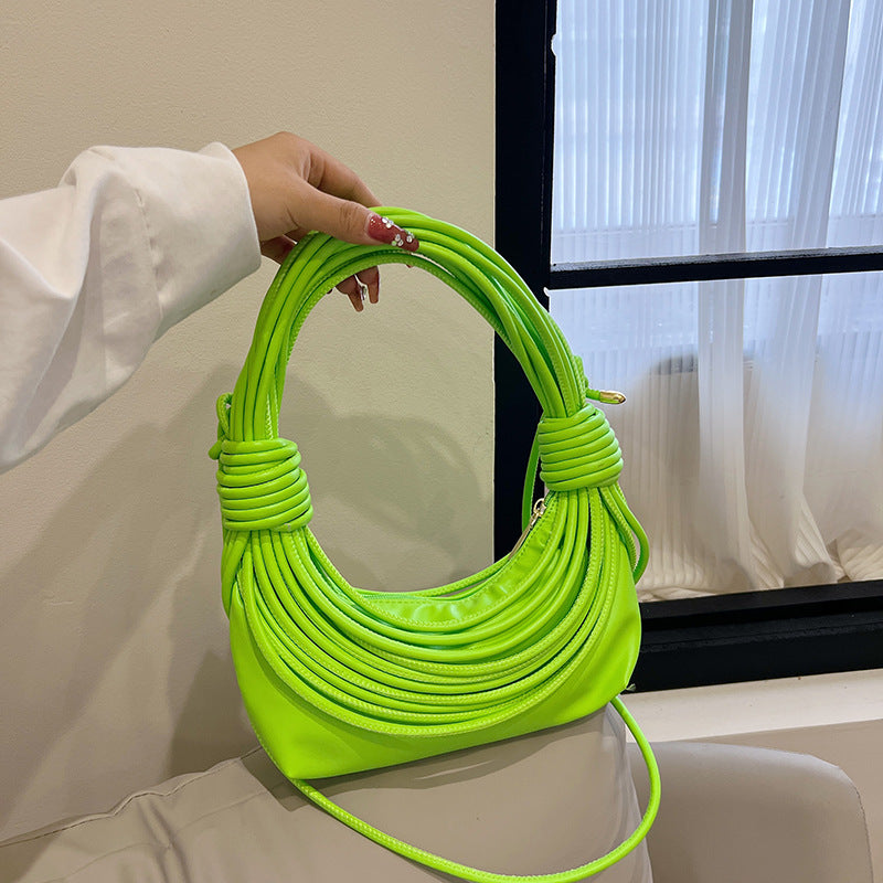 Women Fashion Creative Multicolor Line Woven Knot Handbag