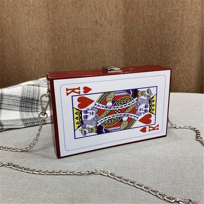 Poker Women Creative Chain Design Large Capacity Square Crossbody Bag