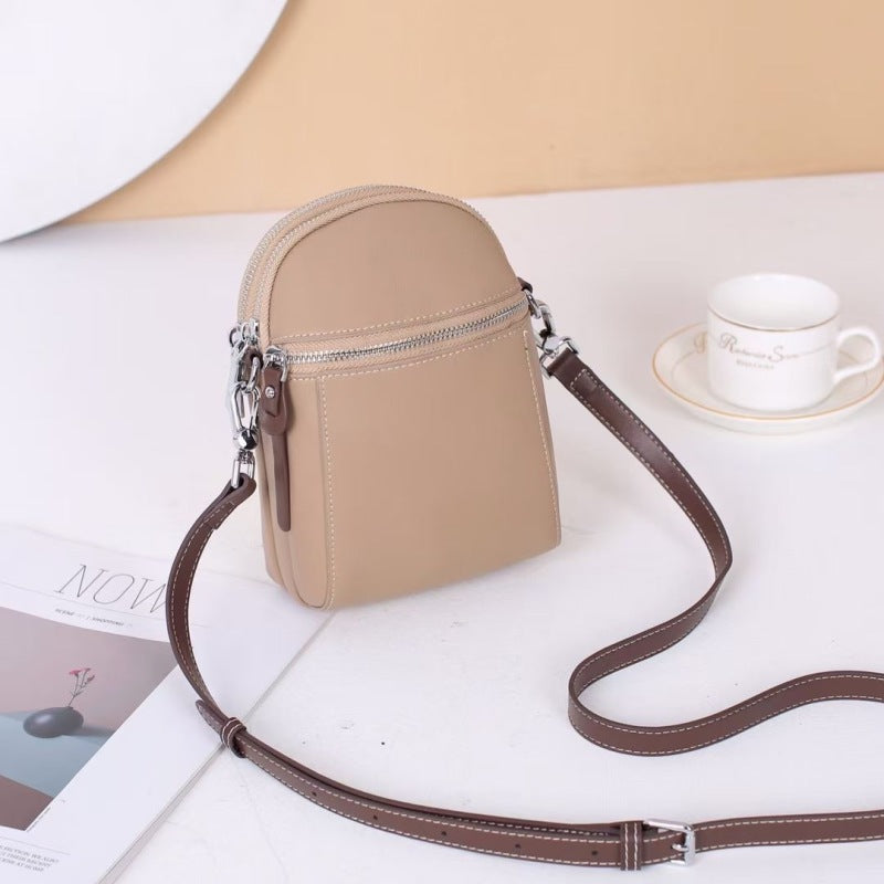 Sac à bandoulière en cuir véritable pour femme, style décontracté et simple, pour téléphone 