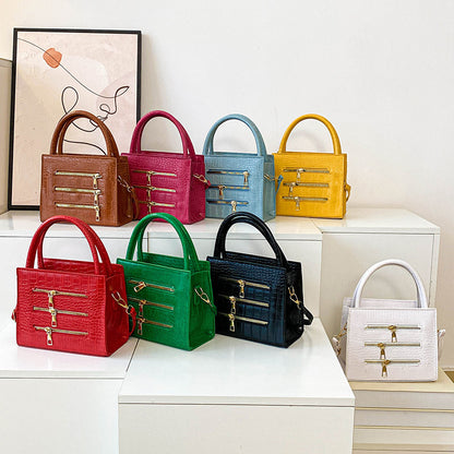 Women Fashion Casual Simple Solid Color Zipper Handbag