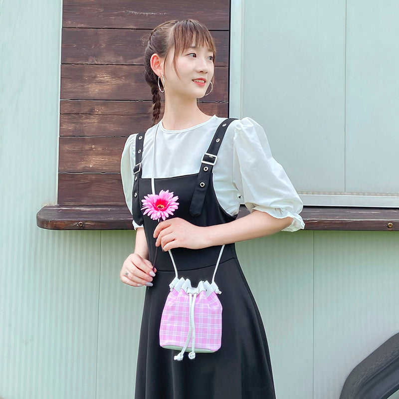 Sac seau à carreaux tendance pour femme 