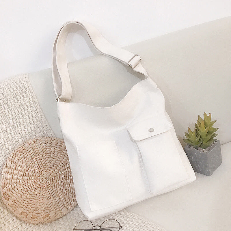 Women Simple Casual Canvas Student Tote Shopping Bag