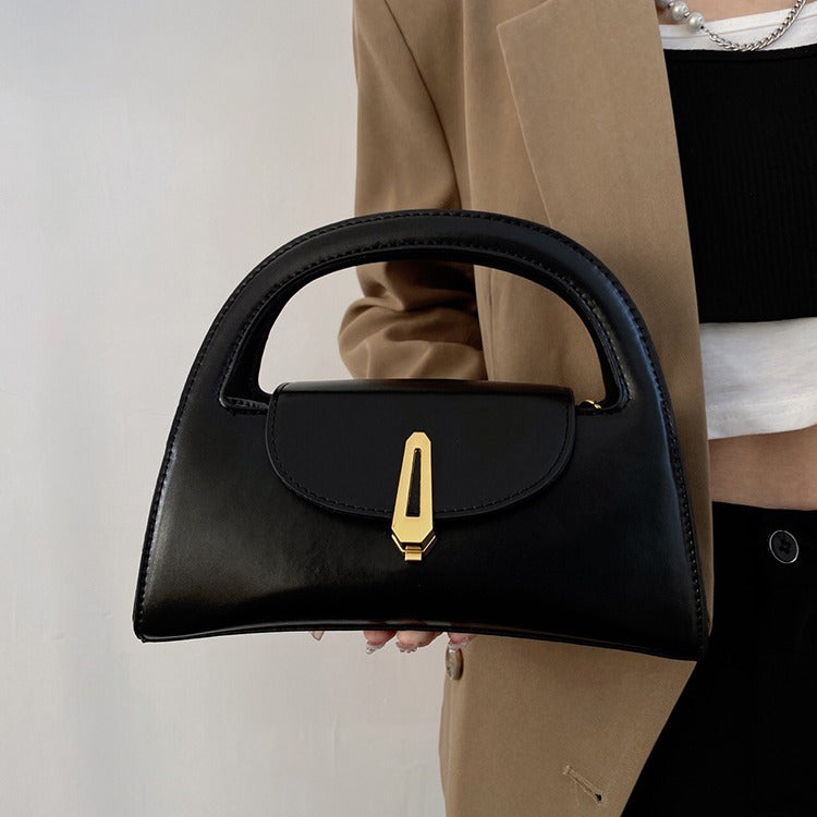 Women Fashion Solid Color Flap PU Handle Shoulder Bag