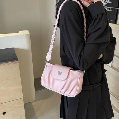 Sac à bandoulière plissé simple de couleur unie pour femme 
