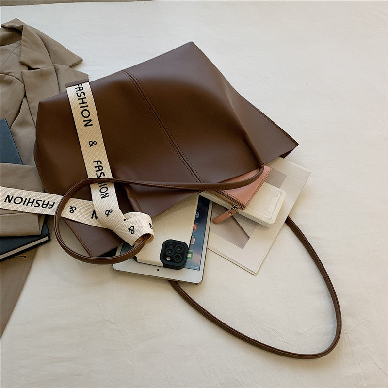 Women Casual Simple Solid Color Large Capacity Tote Bag